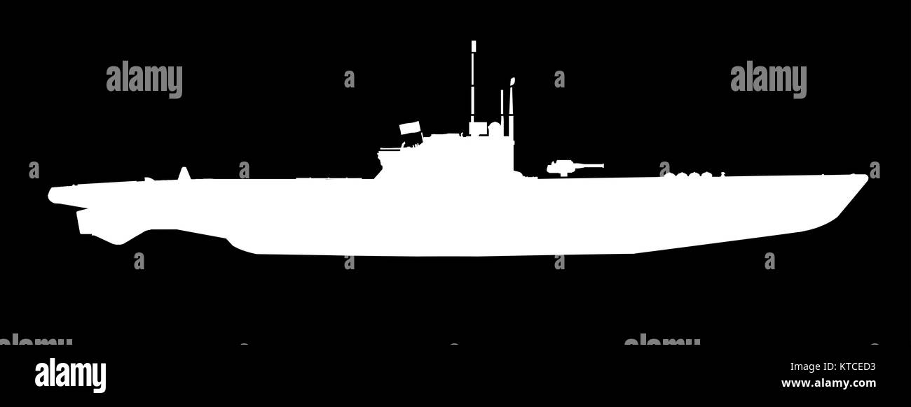 U Boat In White Silhouette Stock Photo