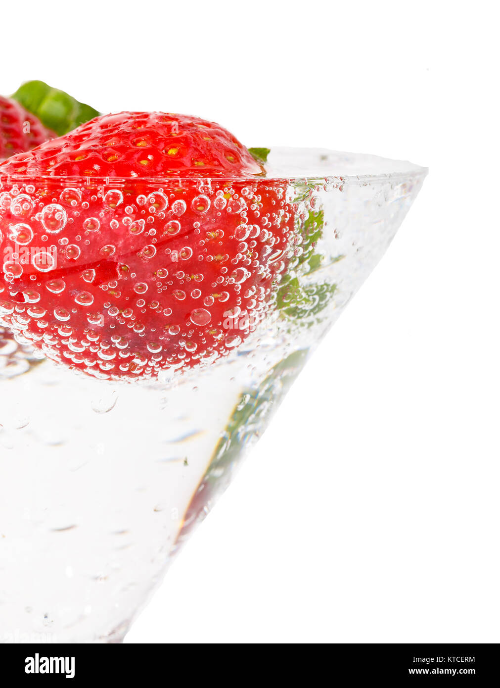 fresh strawberry in glass with sparkling water Stock Photo - Alamy