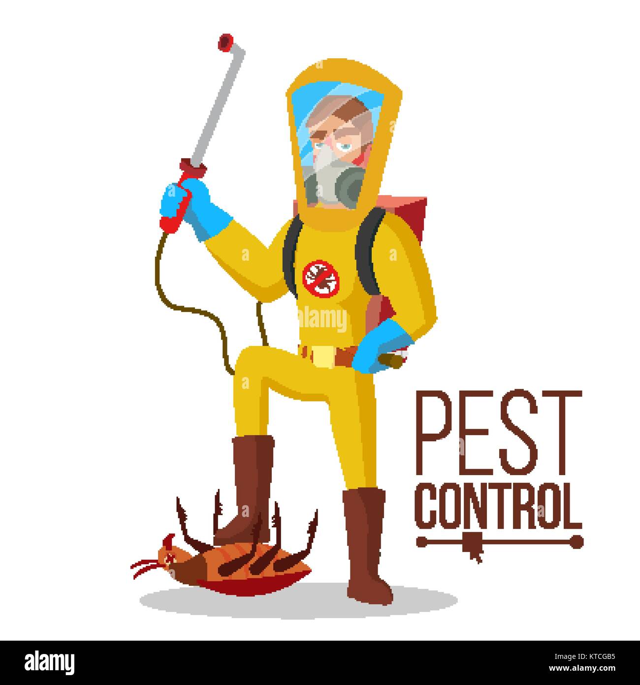 pest cartoon control service sanitation cleaning cleaner washing removal vector illustration spider exterminator flat alamy icon insects season spring computer