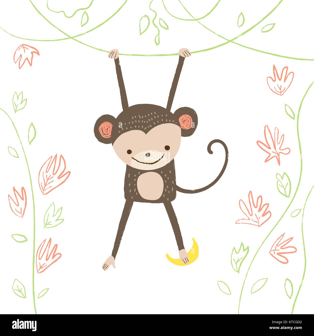 Monkey Swinging Tree Stock Vector Images Alamy