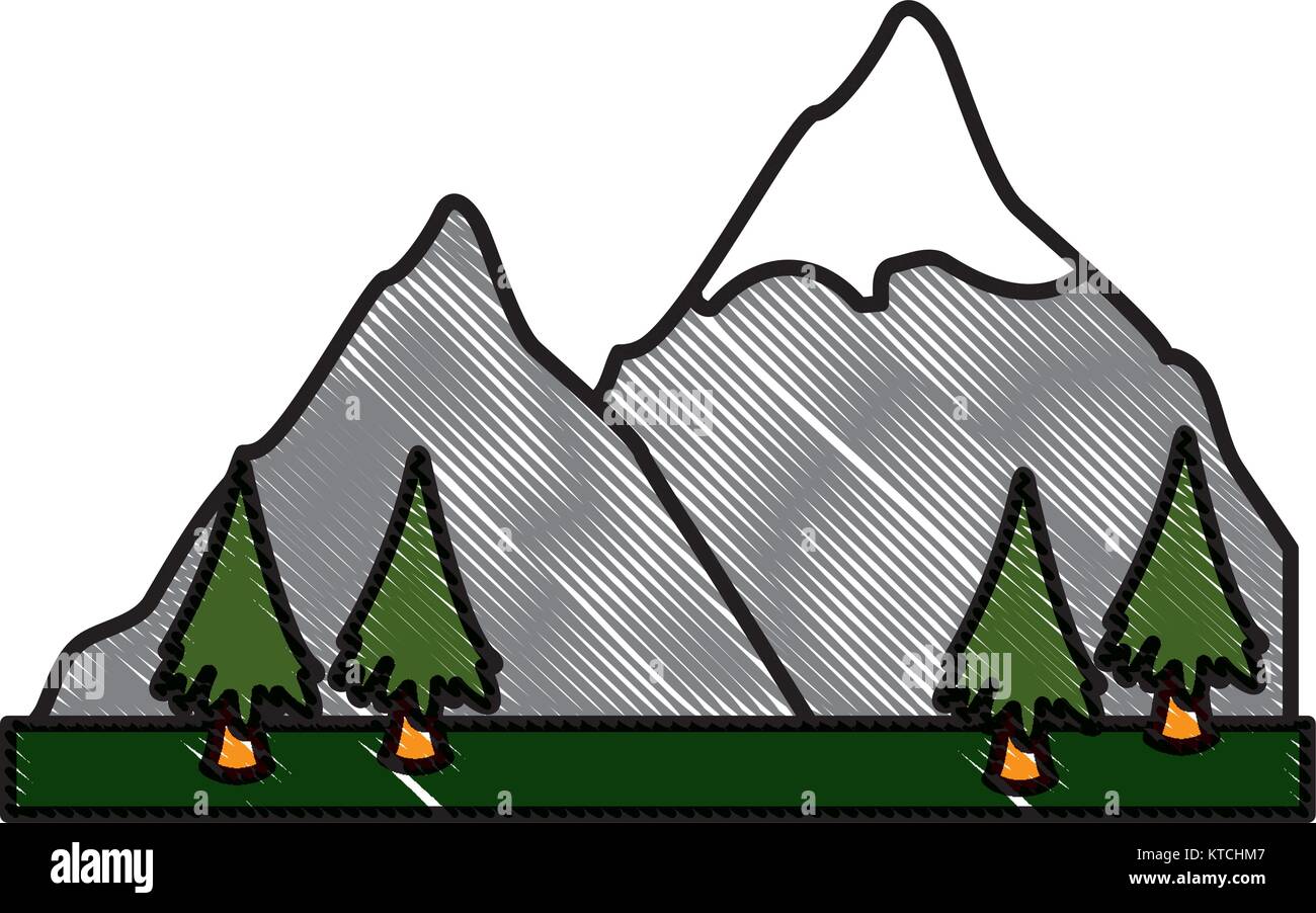 Mountains and tree landscape Stock Vector Image & Art - Alamy