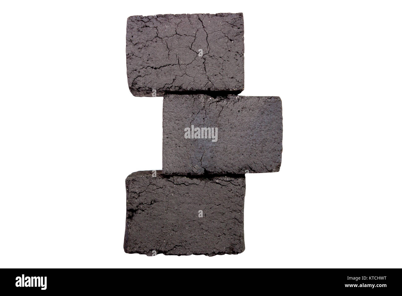 Lignite Bricks On White Background Isolated Copy Space Stock Photo
