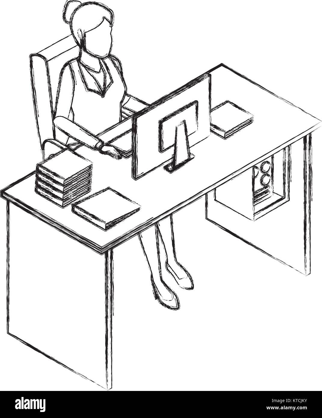 Business woman on office desk Stock Vector Image & Art Alamy