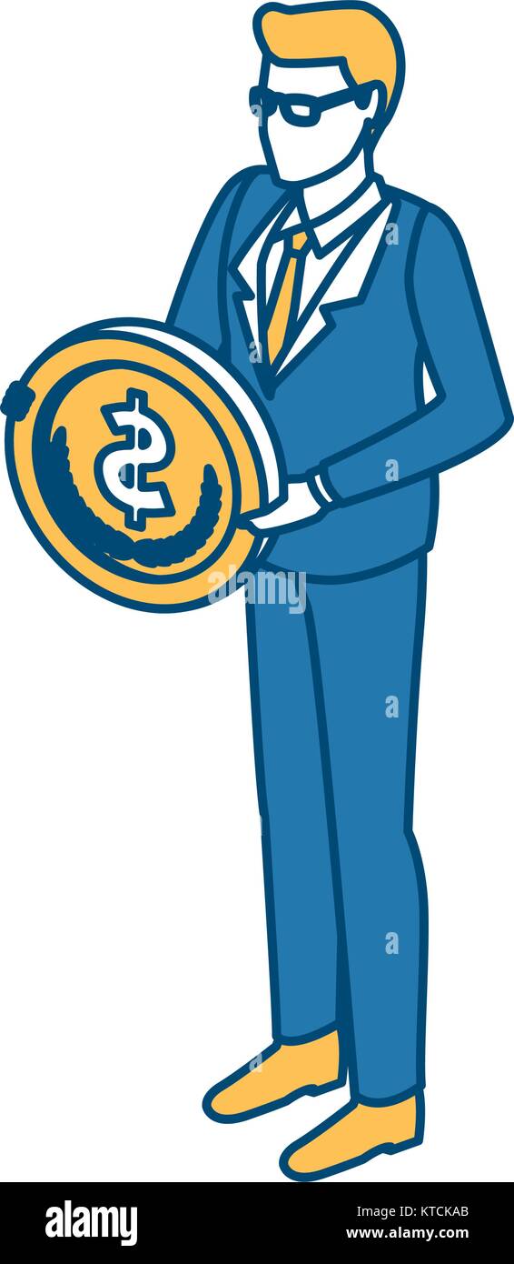 Businessman with coin Stock Vector Image & Art - Alamy