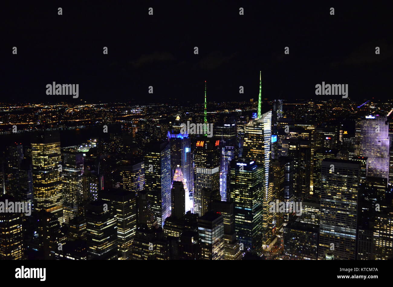 View of New York at Night From The Empire State Building Stock Photo ...