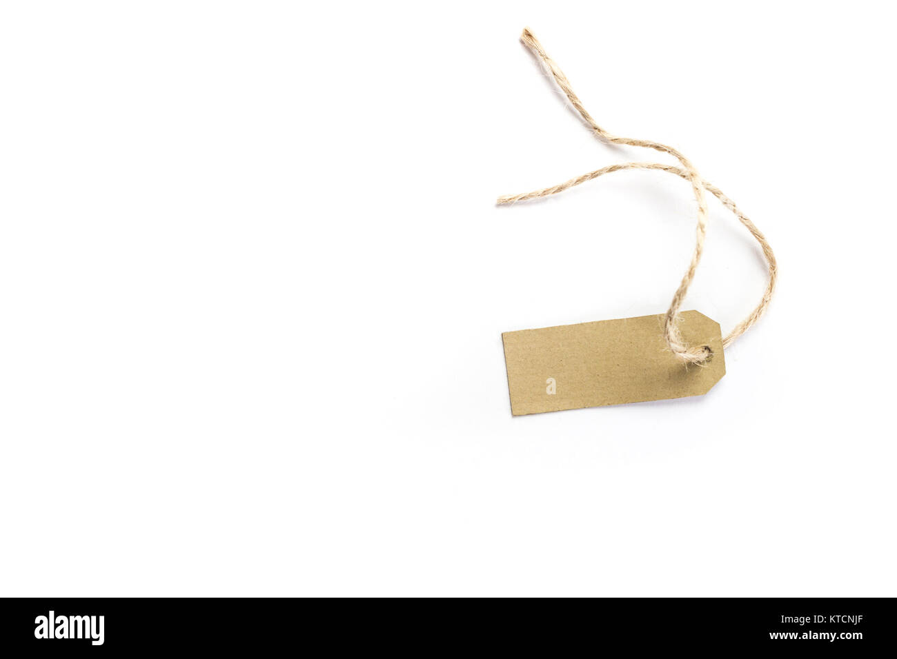 Brown price name tag with rope isolated on white background Stock Photo
