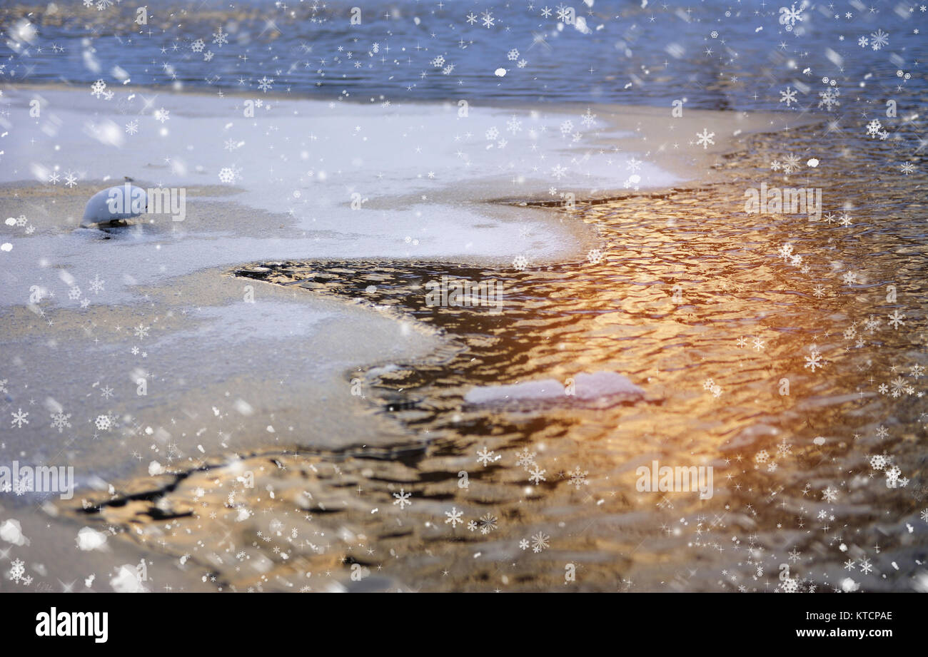 A ice floating on water in winter, sunset Stock Photo Alamy