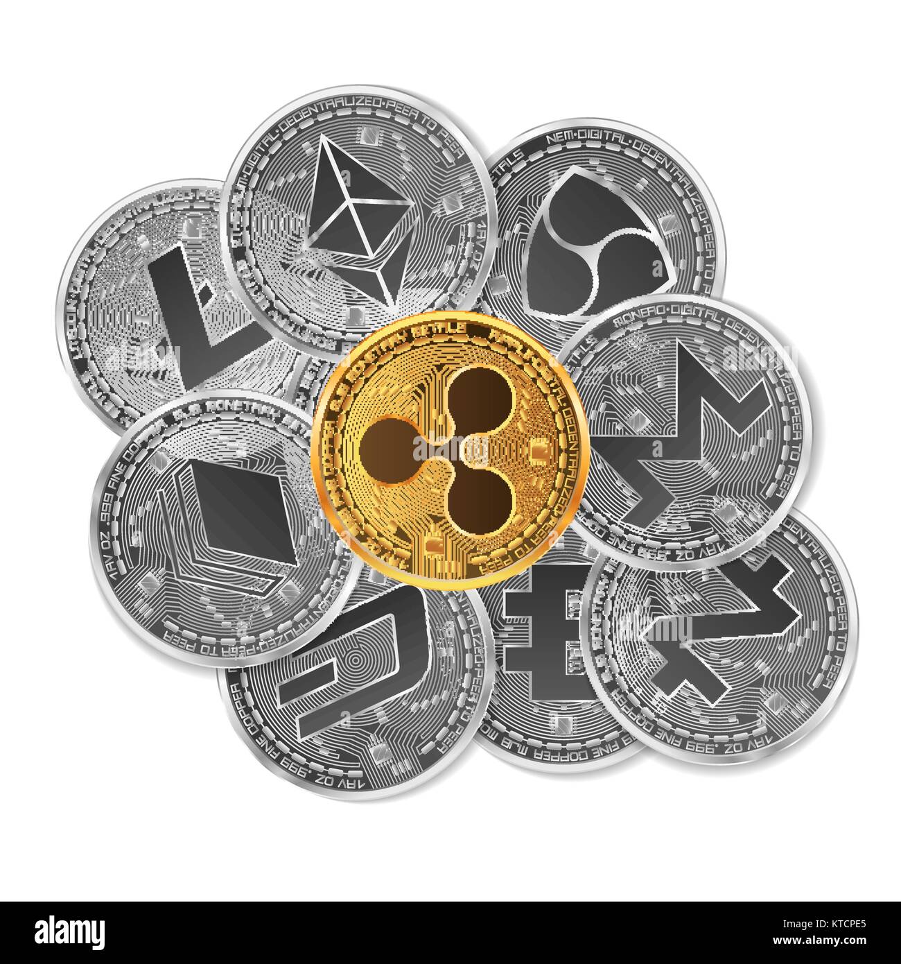 Set of gold and silver crypto currencies Stock Vector Image & Art - Alamy