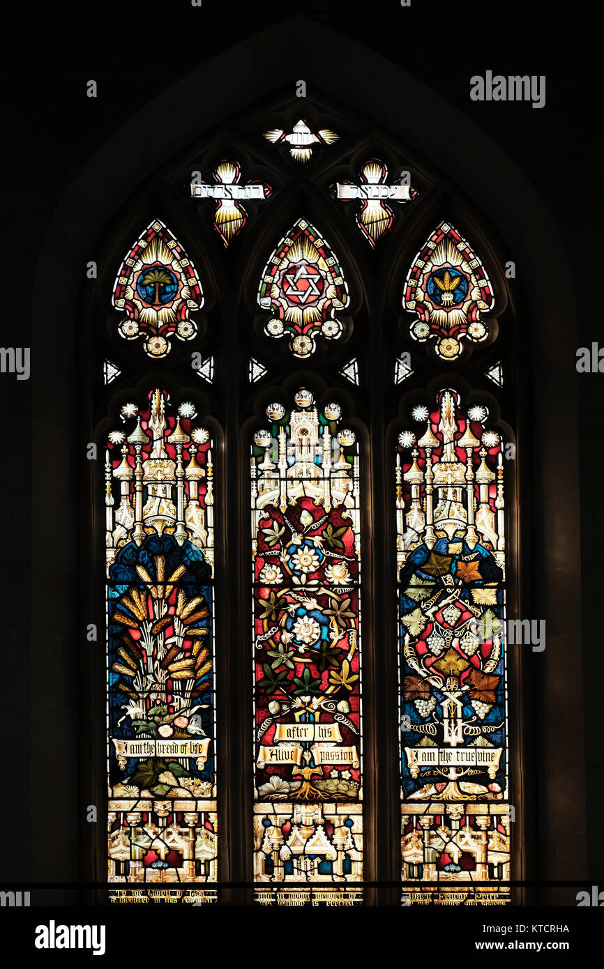 Stainedglass window with Star of David inside the Christ Church, an