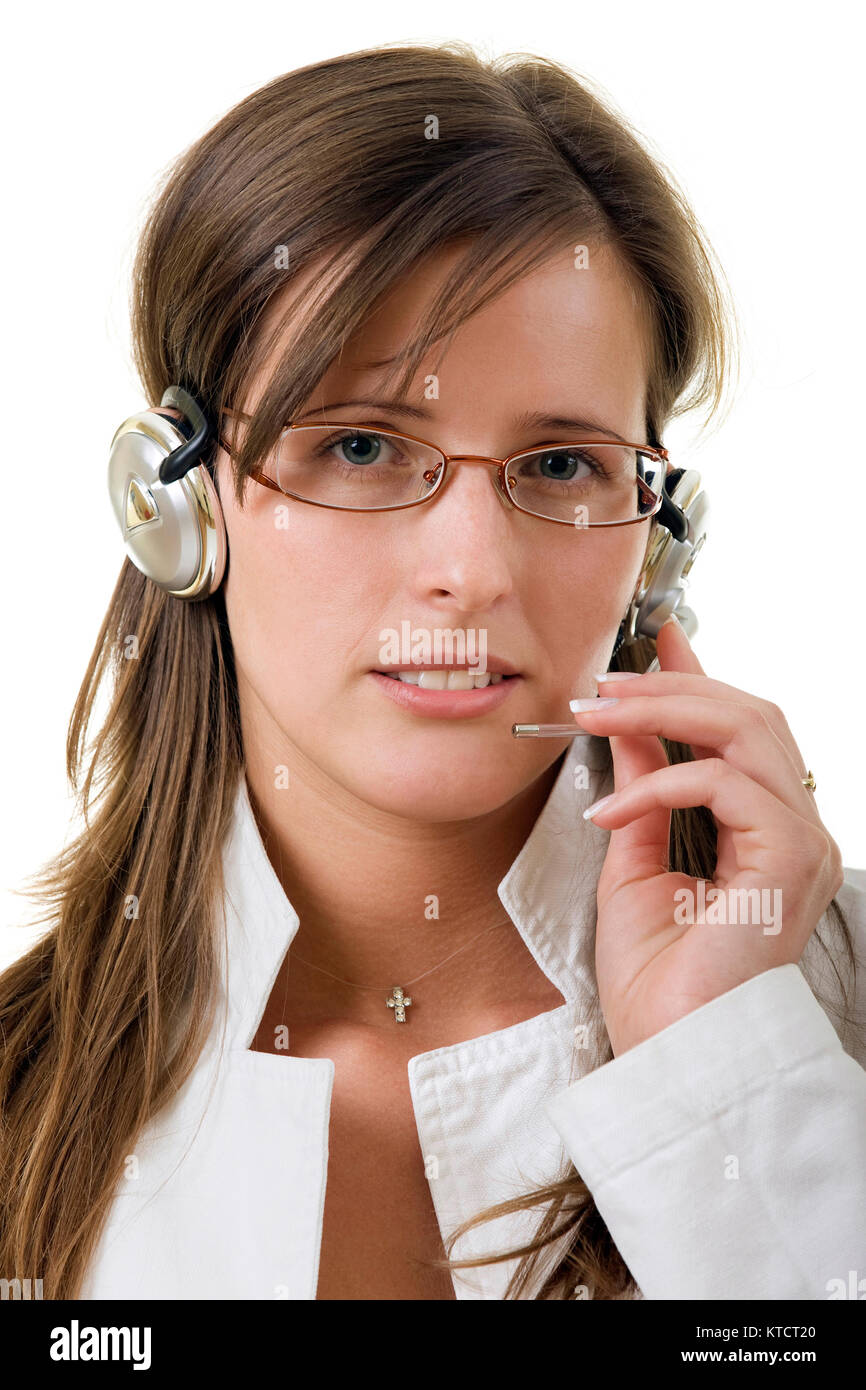 Operator with headset Stock Photo - Alamy