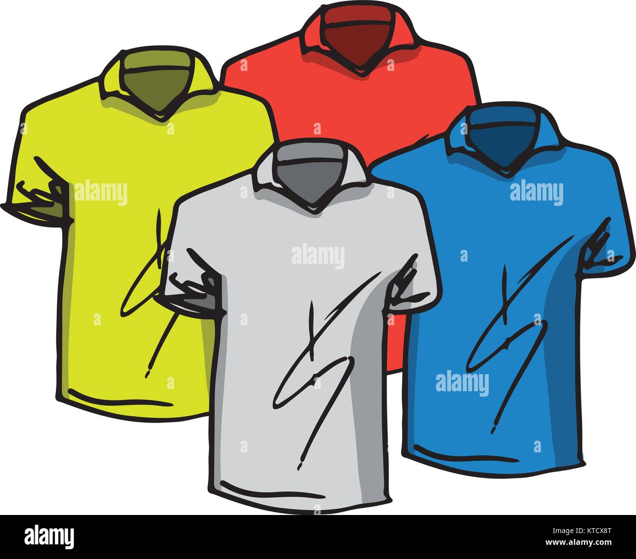 Vector t-shirts templates. Top side of t-shirts Stock Vector
