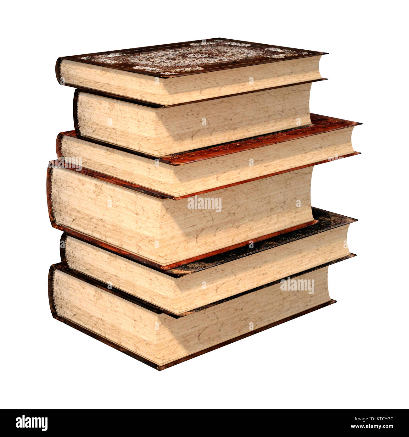3D Rendering Old Books on White Stock Photo