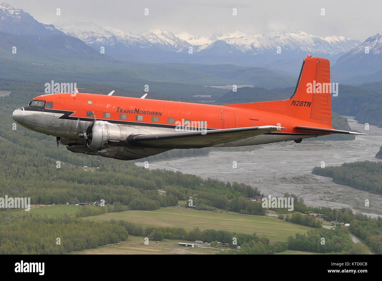 TRANSNORTHERN AVIATION DOUGLAS C-117D N28TN NEAR PALMER, ALASKA. Stock Photo