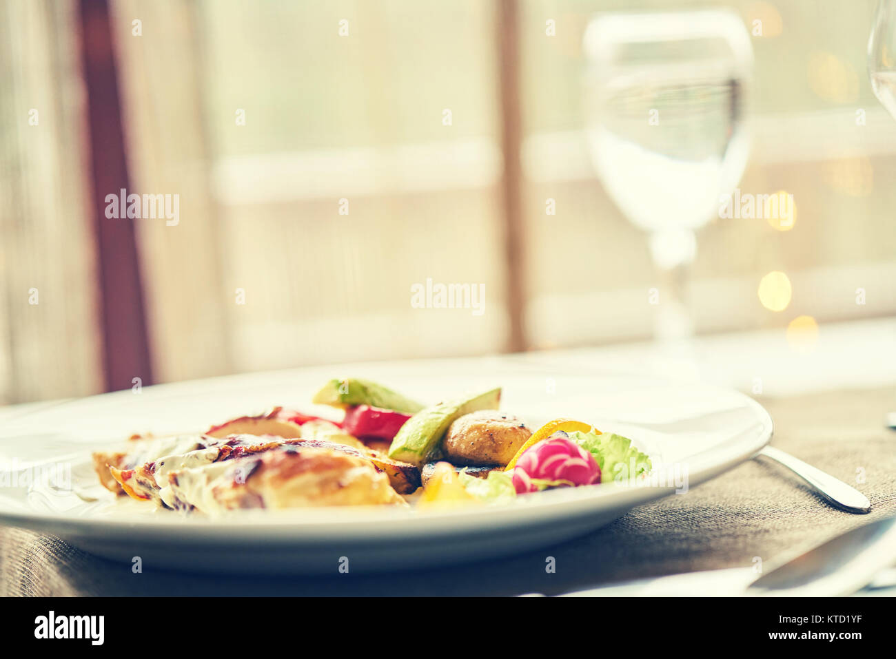 mixed food in modern restaurnat , holiday concept Stock Photo