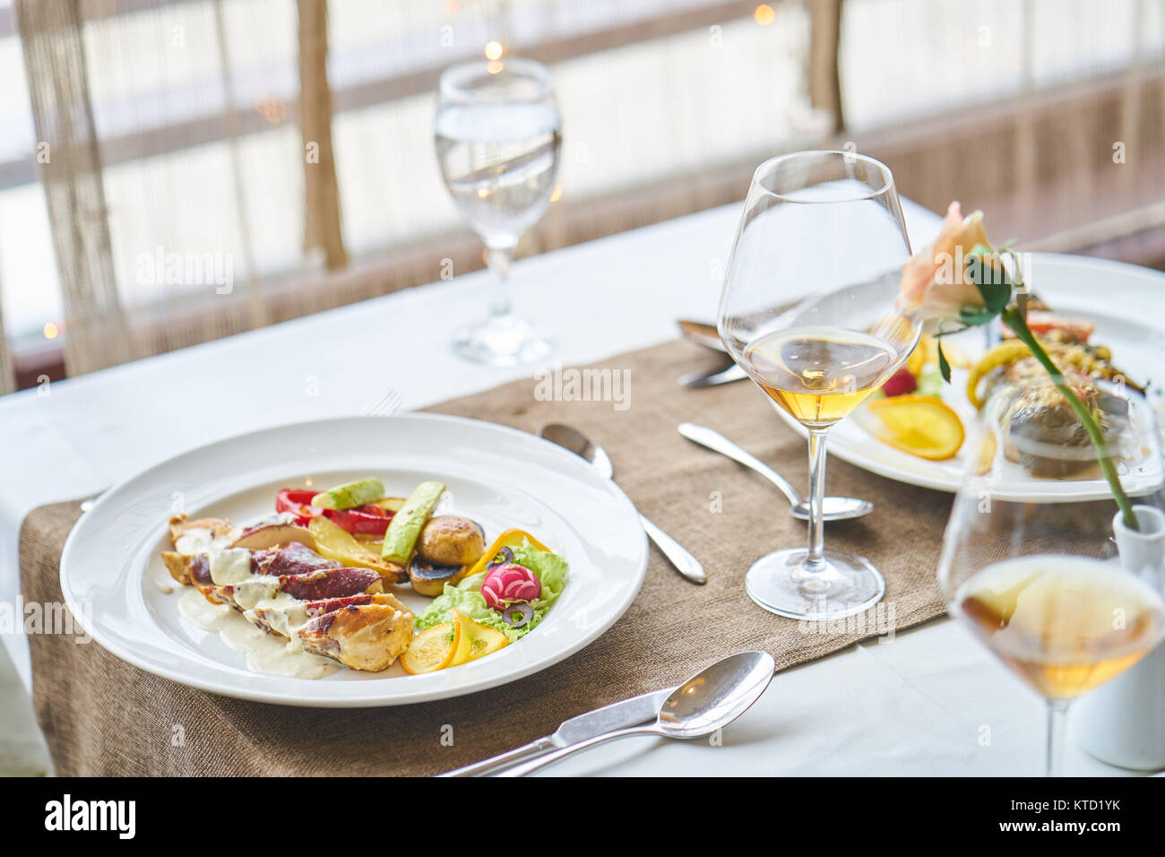 mixed food in modern restaurnat , holiday concept Stock Photo