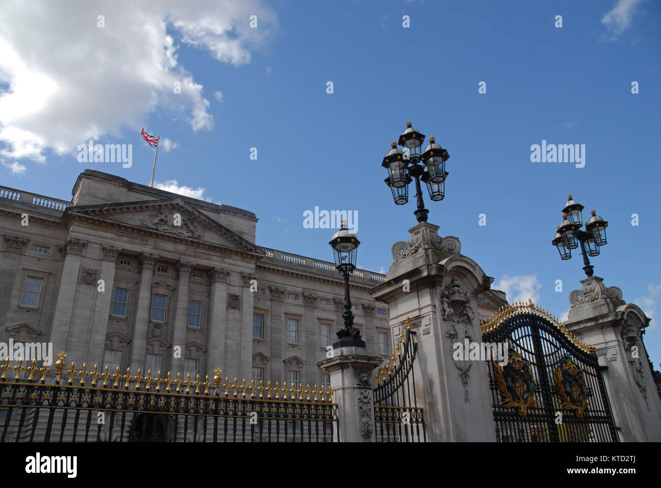 London, United Kingdom - April 11, 2015: Main gate and balcony at Buckingham Palace Stock Photo