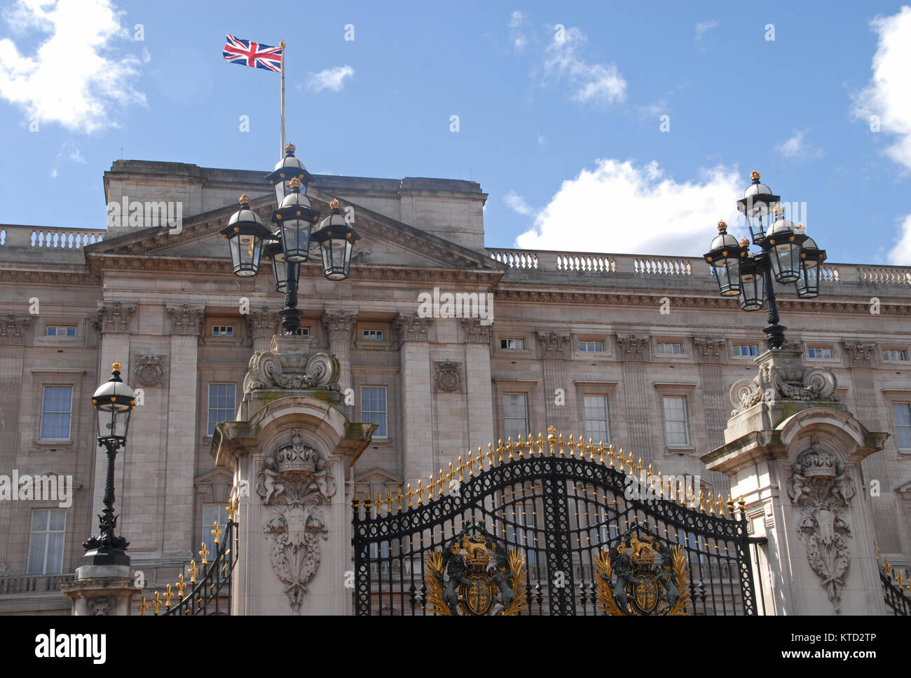London, United Kingdom - April 11, 2015: Main gate at Buckingham Palace Stock Photo
