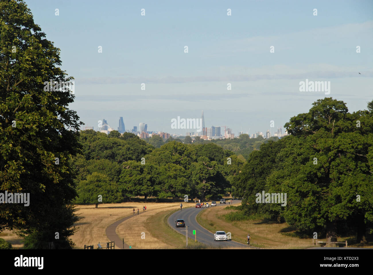 London, United Kingdom - August 9, 2015: View of the skyline of London from Richmond Park Stock Photo