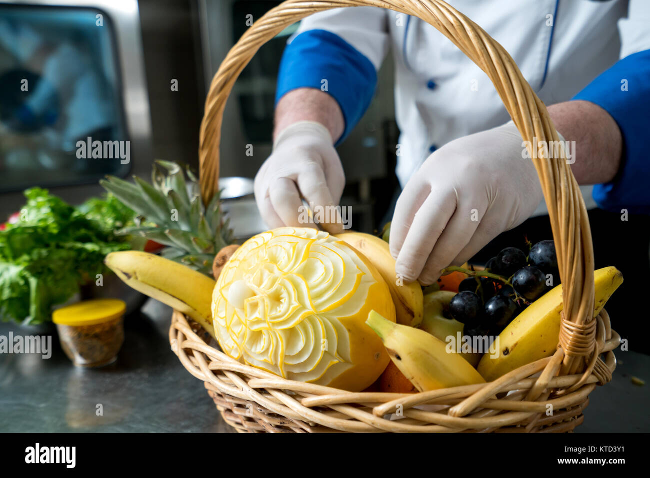 MAking decorative fruit basket Stock Photo Alamy