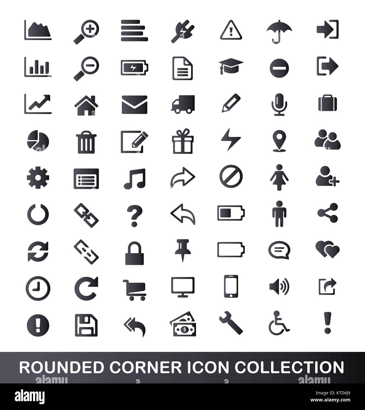 Rounded corner grey gradient universal icons for web and mobile Stock ...