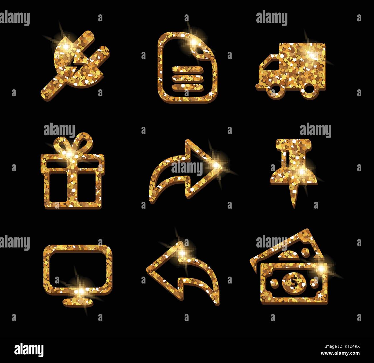 Luxury glittering shining golden web site icon collection Stock Vector ...