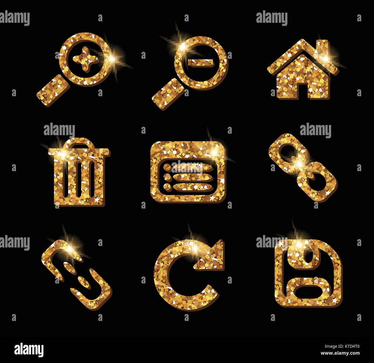 Luxury glittering shining golden web site icon collection Stock Vector ...