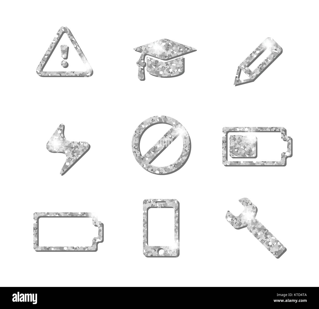 Luxury glittering shining silver web site icon collection Stock Vector ...