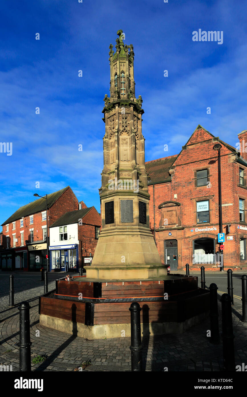 The War Memorial, Market square, Uttoxeter town, Staffordshire, England, UK Stock Photo