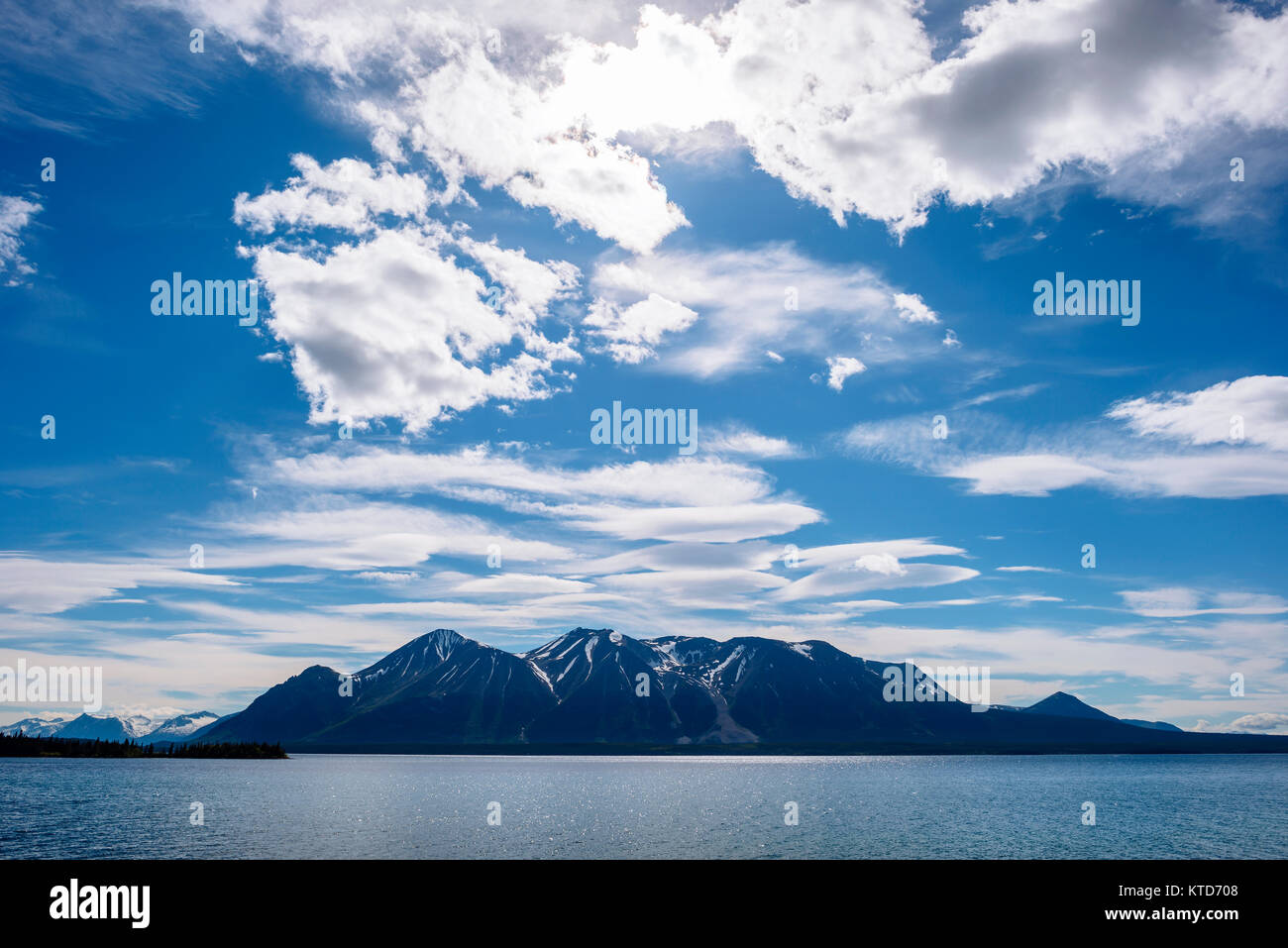 Teresa Island, the second tallest lake island in the world, in Atlin Lake, British Columbia. Stock Photo