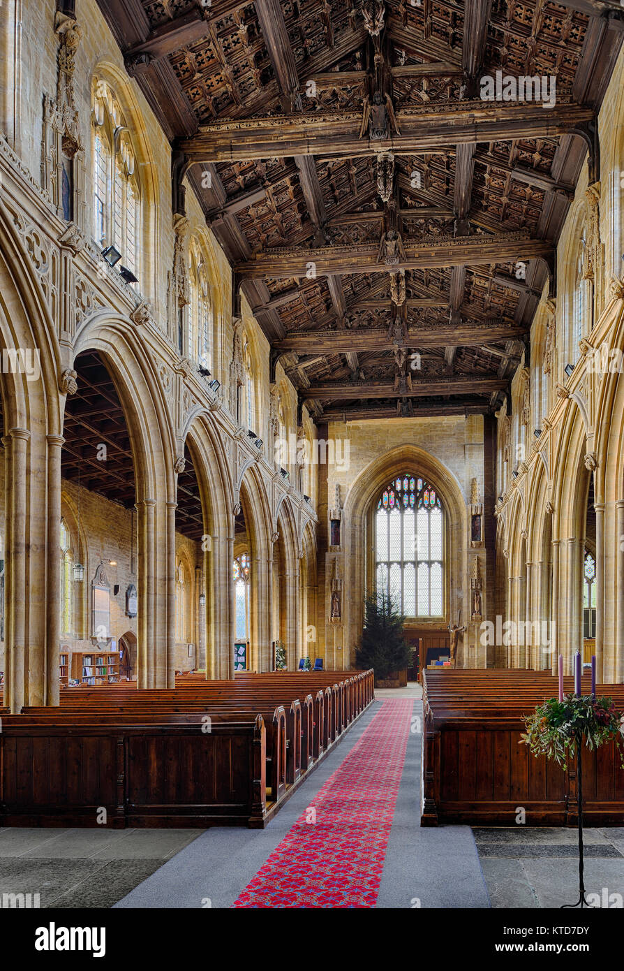 Main Aisle & Oak Angel Roof, All Saints Church, Martock Stock Photo Alamy