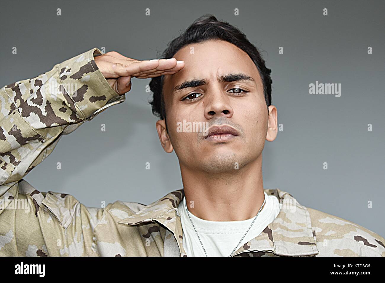Diverse Male Soldier Saluting Stock Photo - Alamy