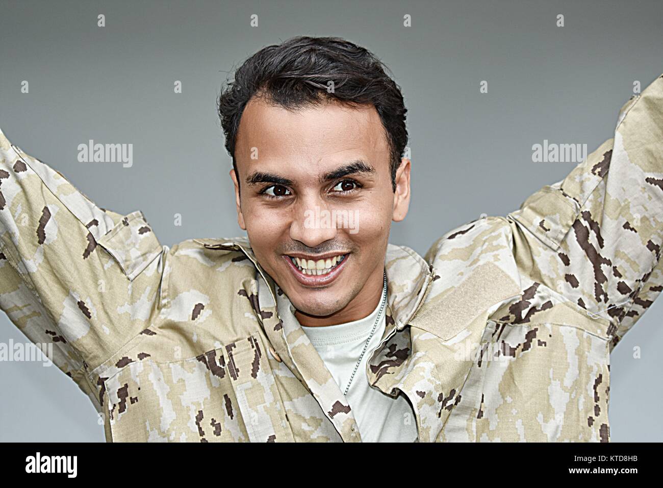 Successful Hispanic Male Soldier Stock Photo