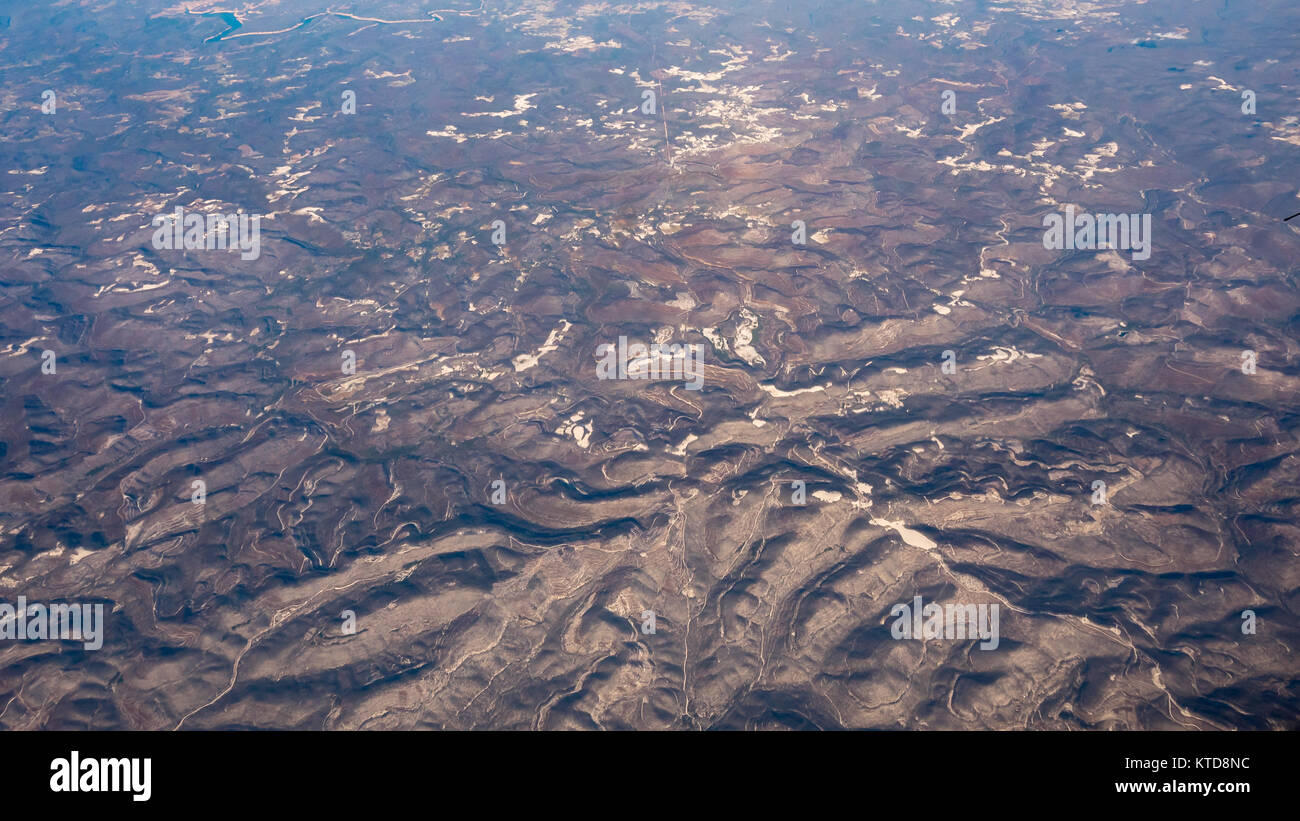 Aerial View of Mountains with Snow Stock Photo - Alamy