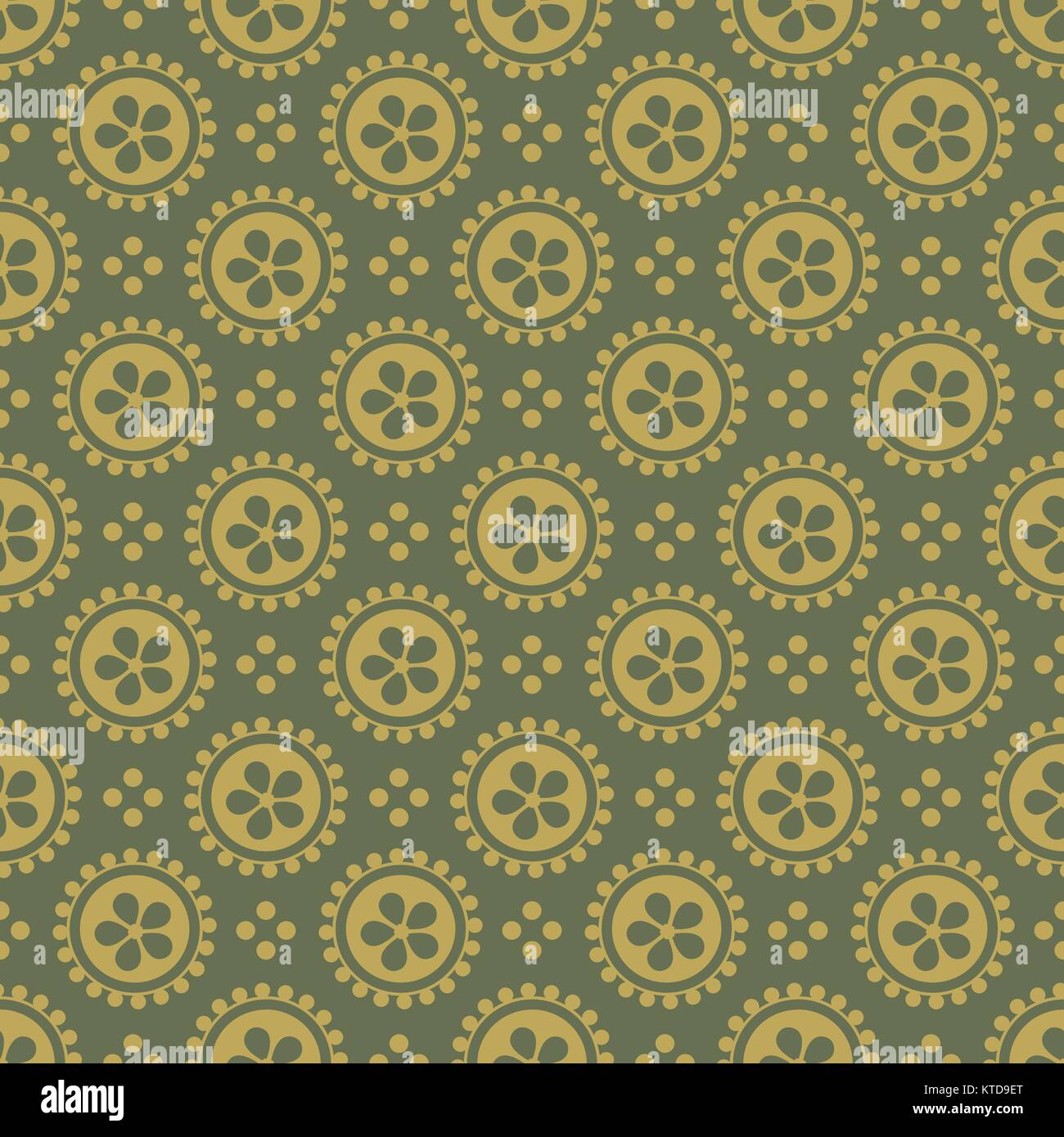 Antique seamless background image of vintage green round flower Stock ...