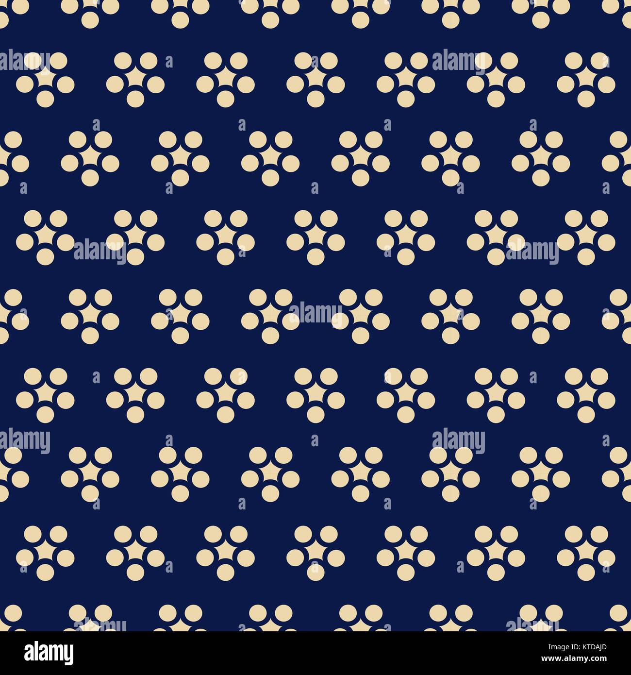 Seamless background retro navy blue Japanese round flower chintz Stock