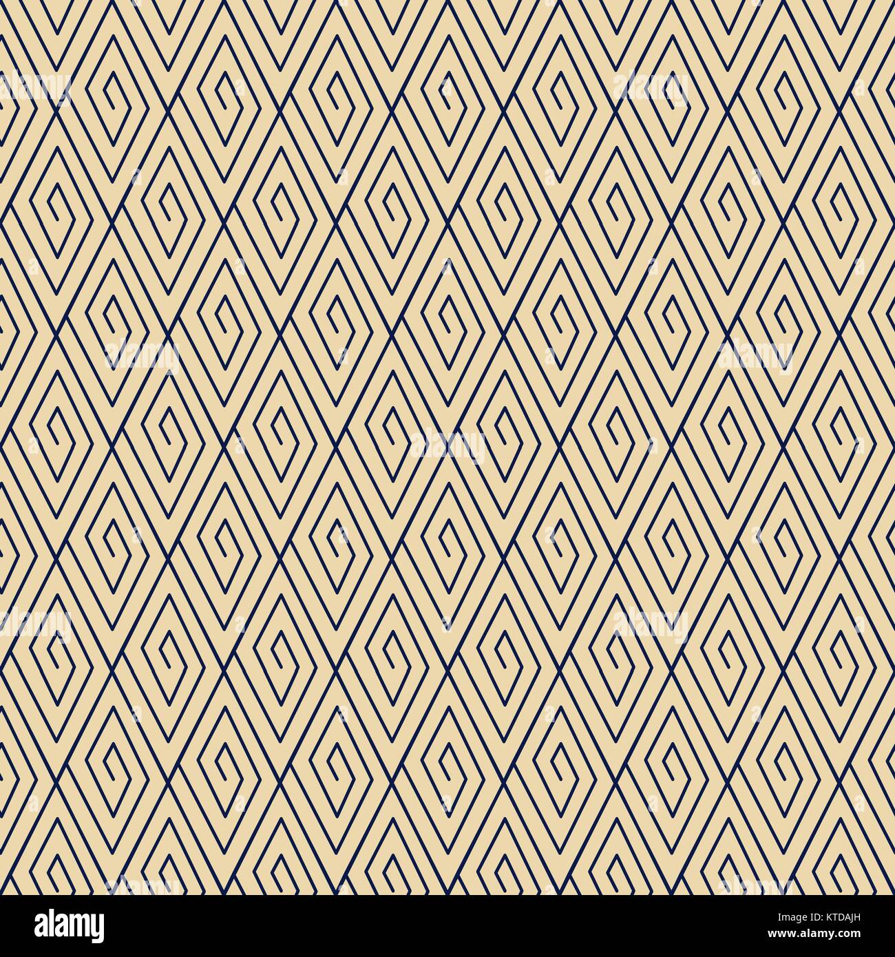 Seamless background retro Japanese check geometry spiral vortex line
