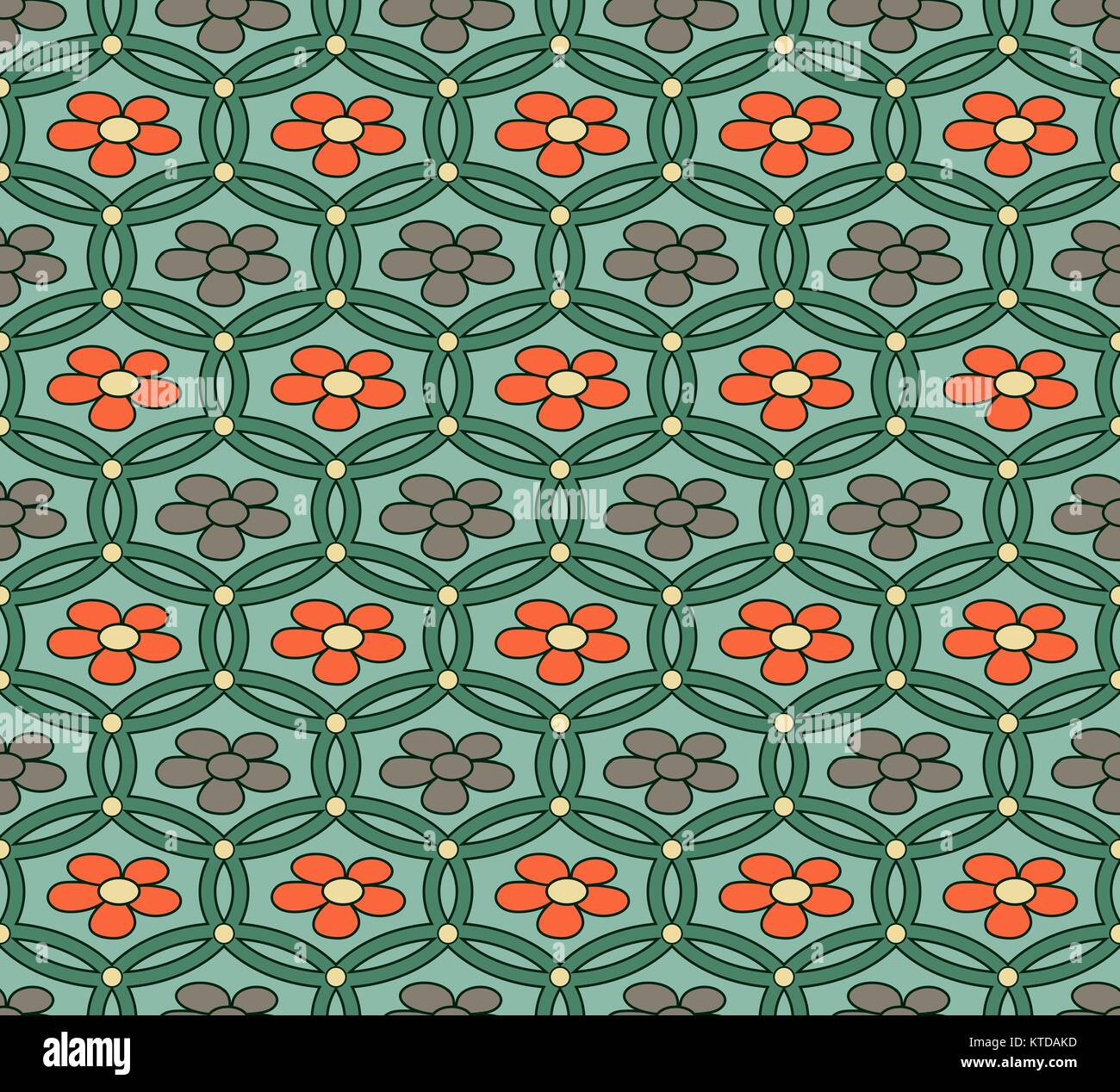 Seamless background retro green round cross frame flower Stock Vector ...