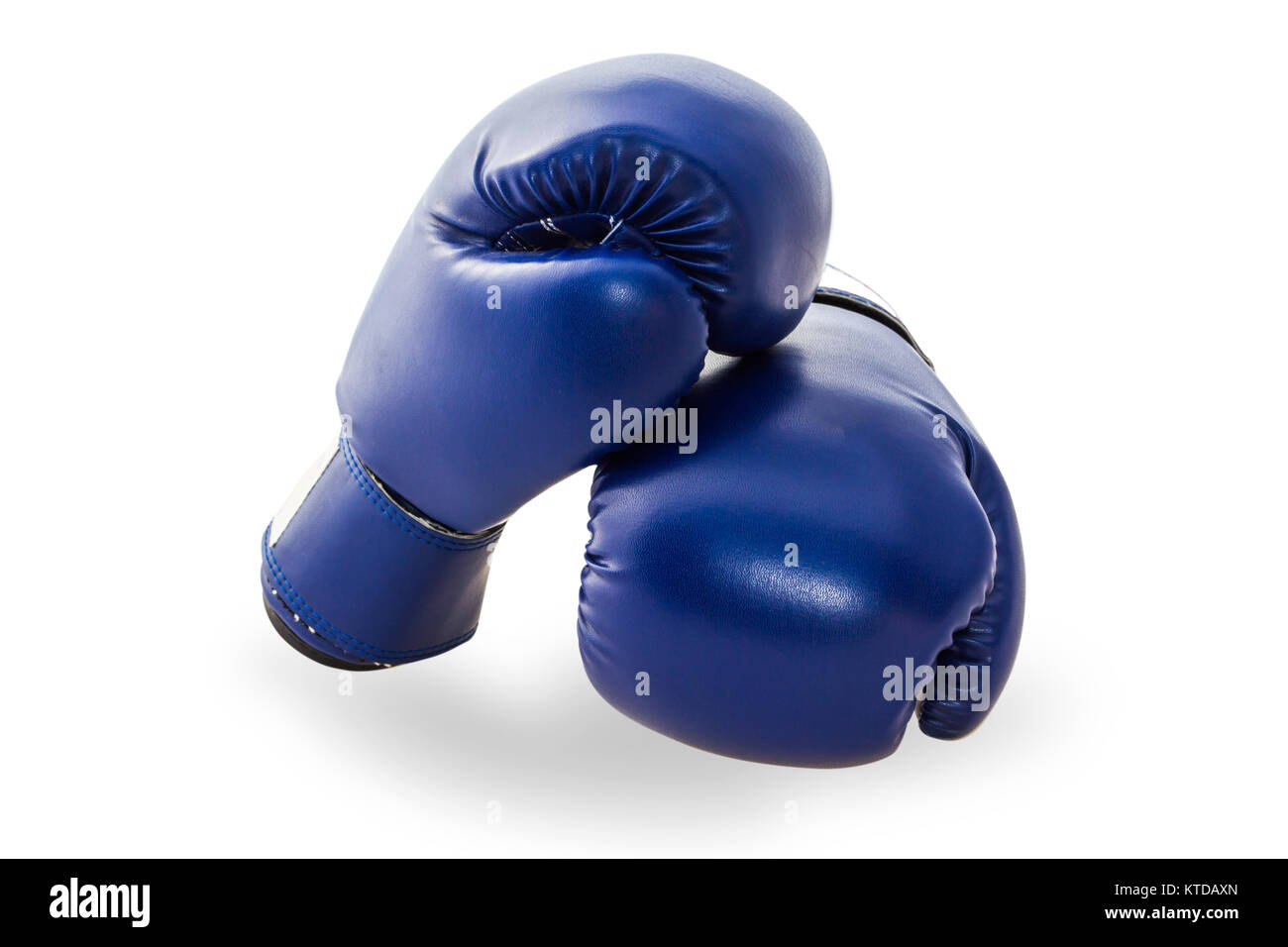 Blue mitt or boxing glove isolated on white background with clipping