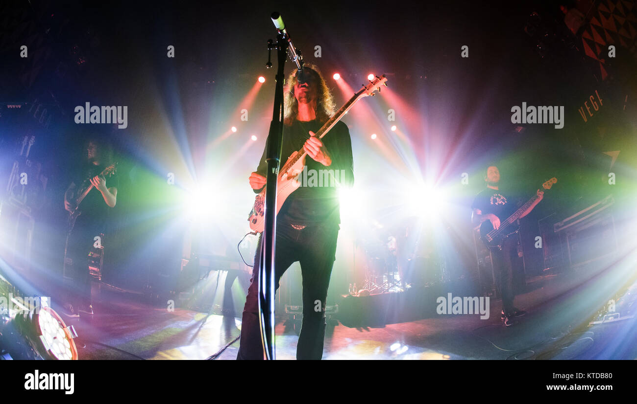The progressive Swedish death metal band Opeth performs a live concert at VEGA in Copenhagen. Here vocalist and guitarist Mikael Åkerfeldt is seen live on stage. Denmark, 09/11 2014. Stock Photo