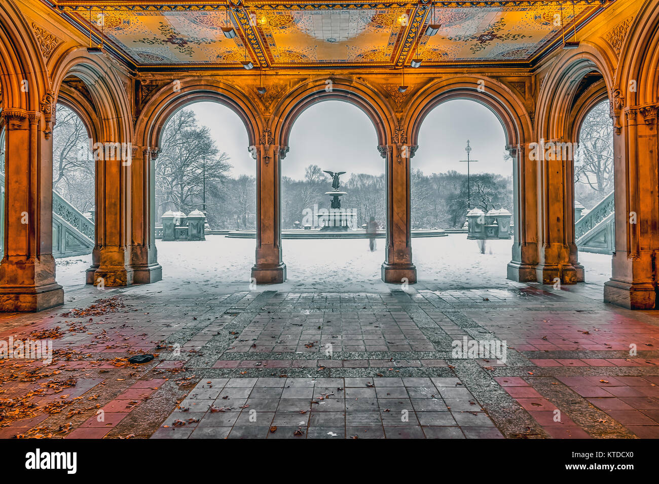 Bethesda Terrace and Fountain overlook The Lake in New York City's