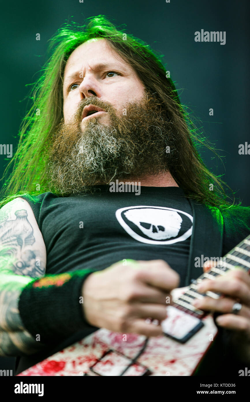 The American thrash metal band Slayer performs a live concert at