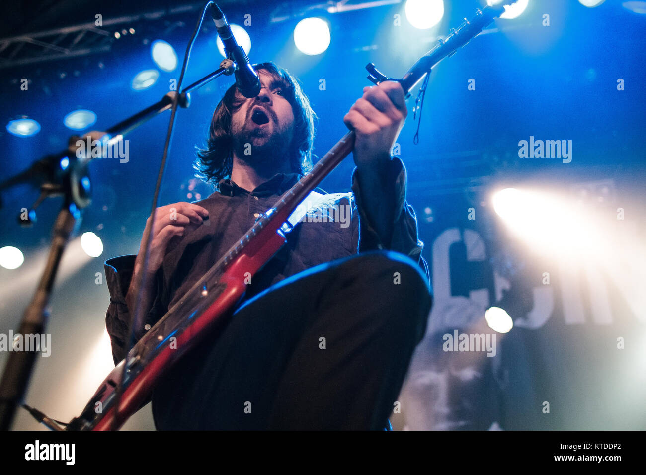 The English indie rock band The Vaccines performs a live concert at Pumpehuset in Copenhagen. Here singer and musician Justin Hayward-Young is seen live on stage. Denmark, 24/10 2012. Stock Photo