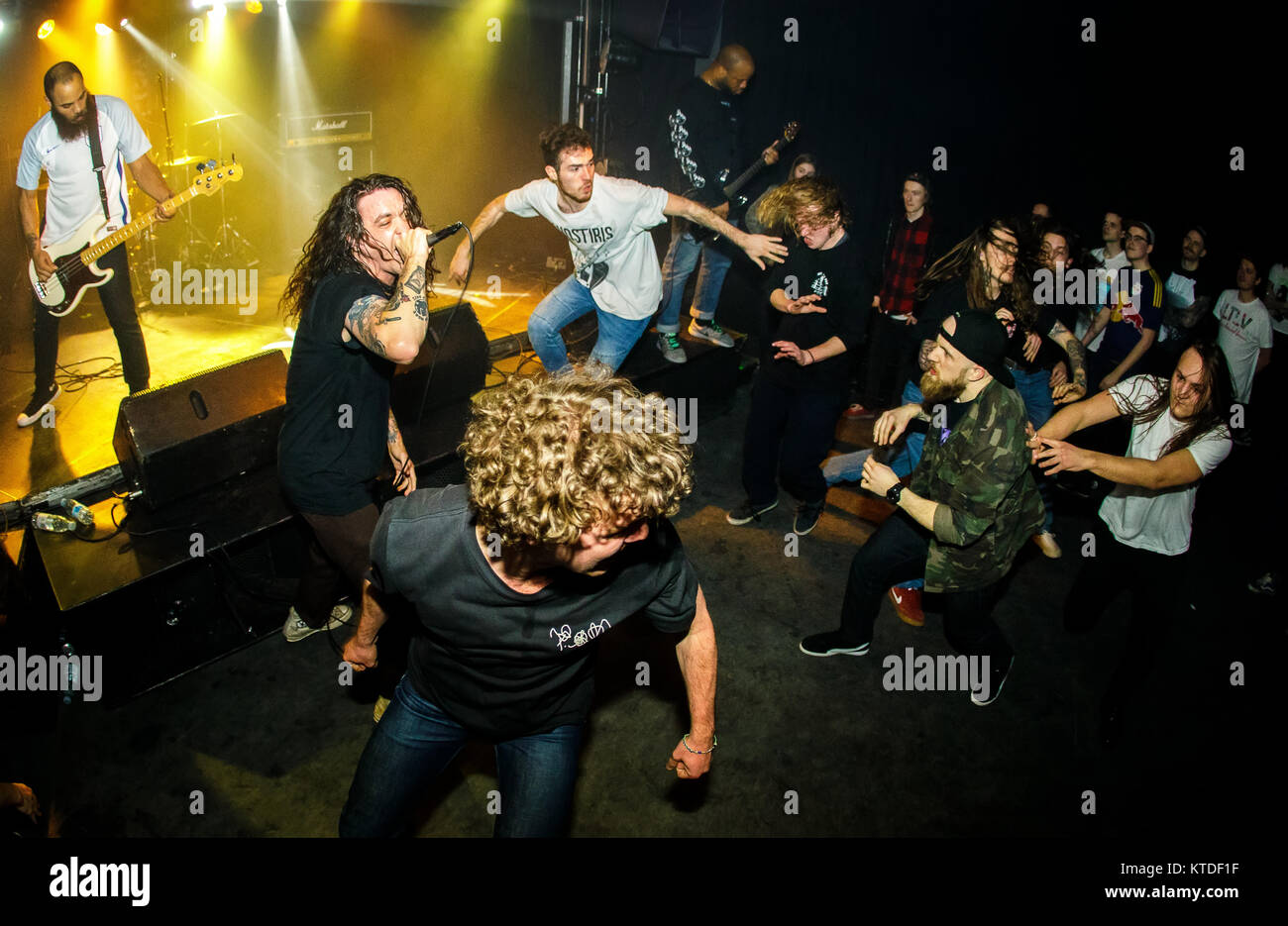 The American hardcore punk band Trash Talk performs a live concert at  Pumpehuset in Copenhagen. Here vocalist Lee Spielman is seen among the  concert crowds. Denmark, 13/03 2017 Stock Photo - Alamy