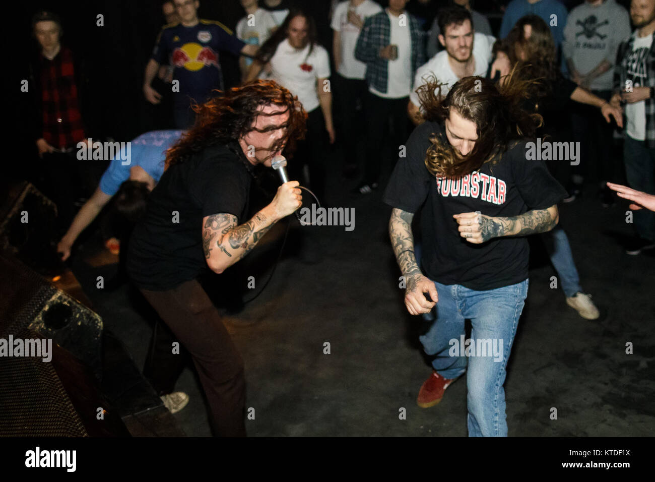 The American hardcore punk band Trash Talk performs a live concert at  Pumpehuset in Copenhagen. Here vocalist Lee Spielman is seen among the  concert crowds. Denmark, 13/03 2017 Stock Photo - Alamy