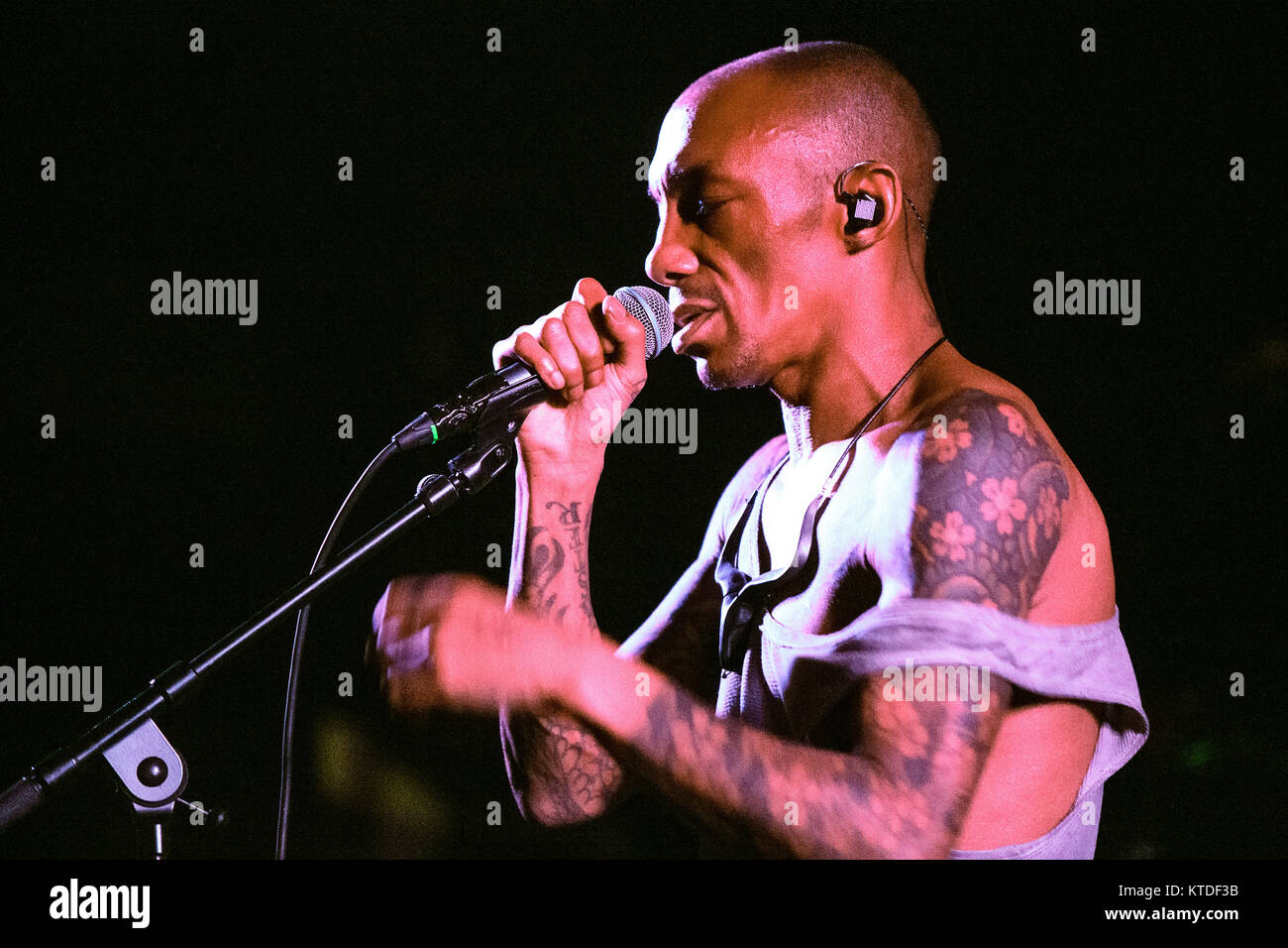The English trip hop musician, singer and producer Tricky performs a live concert at Forum in Copenhagen. Denmark, 14/04 2016. Stock Photo