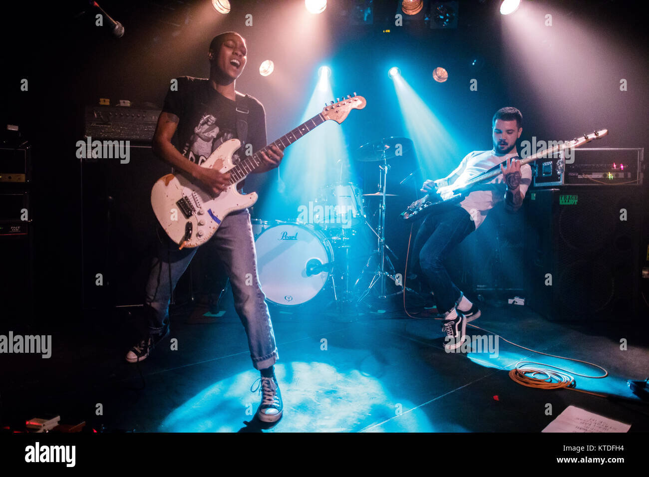 The American hardcore punk band Trash Talk performs a live concert at  Pumpehuset in Copenhagen. Here vocalist Lee Spielman is seen among the  concert crowds. Denmark, 13/03 2017 Stock Photo - Alamy