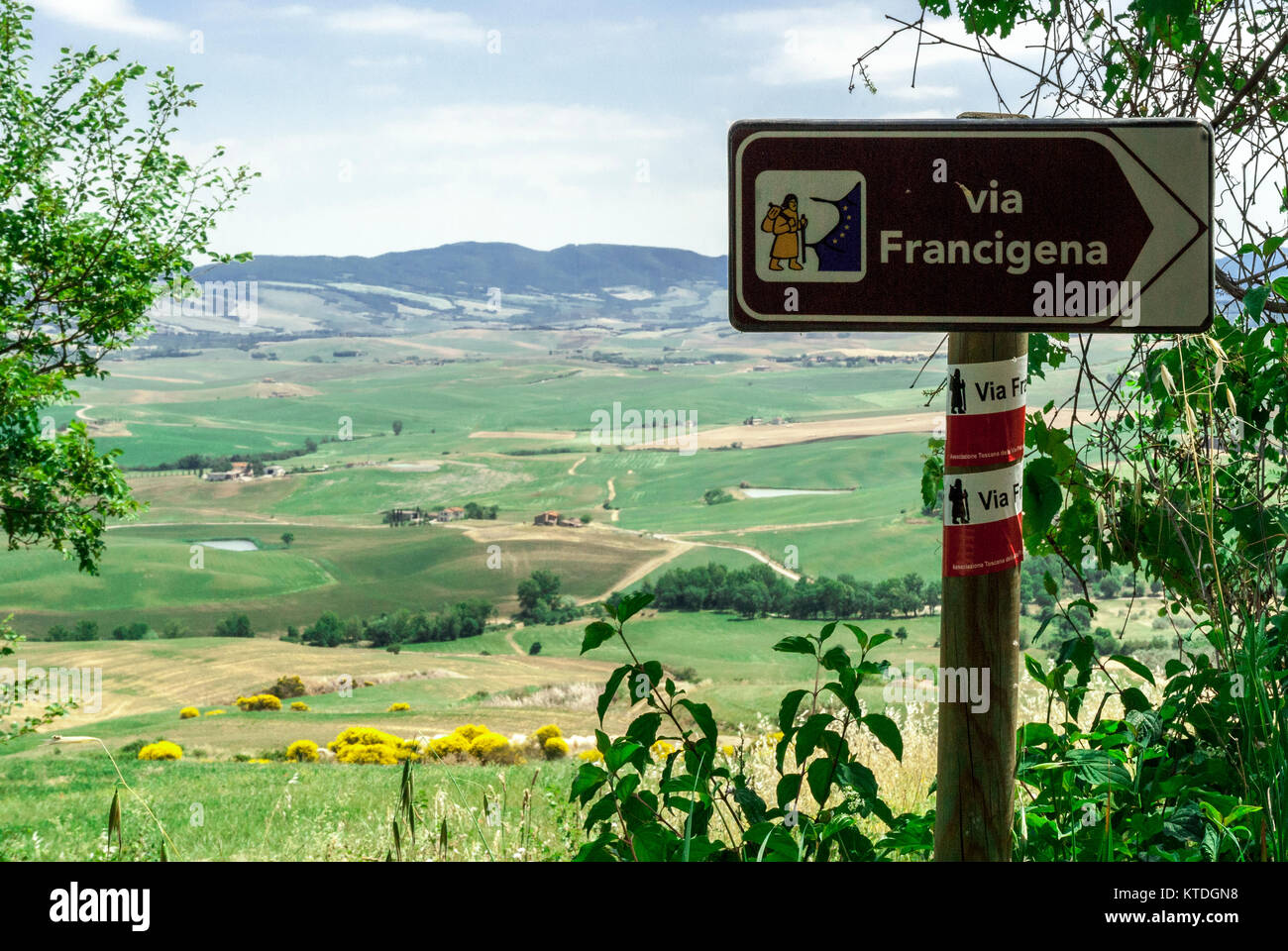 TUSCANY-MAY 30:along the historic route of the Via Francigena in Orcia valley,Tuscany, Italy,on May 30,2017. Stock Photo