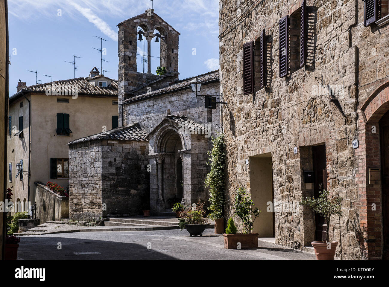 ORCIA VALLEY-JUNE 2:typical street in the small village of San Quirico d'Orcia,Tuscany,Italy,on June,2,2017. Stock Photo