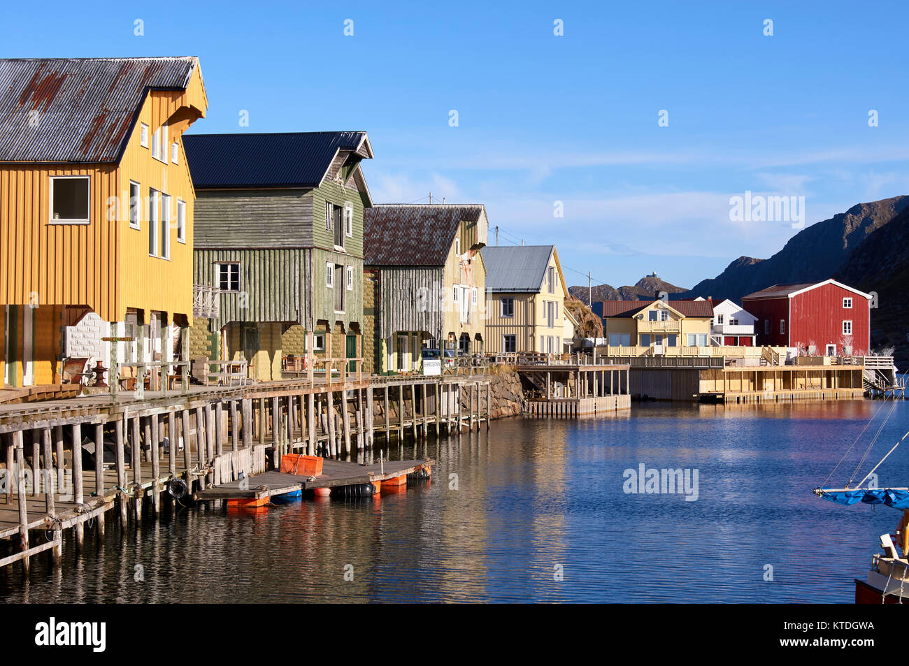 Old fishing village harbour of Nyksund, Langoya, Oksnes, Nordland, Norway.  Now a tourist attraction Stock Photo