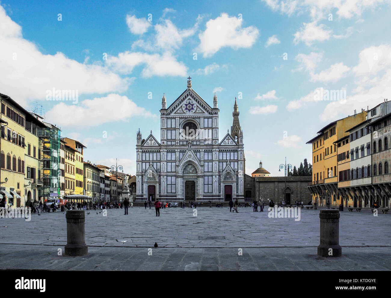 FLORENCE-FEBRUARY 21: view of Piazza Santa Croce ( Santa Croce square ),one of the nicest in Florence,Italy,on February 21,2011. Stock Photo